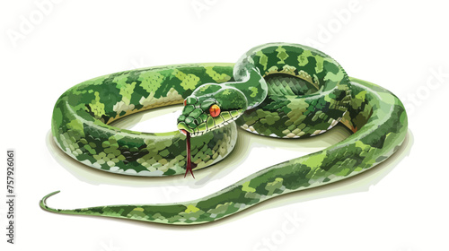 Snake Anaconda Turns on Itself Animal Green 