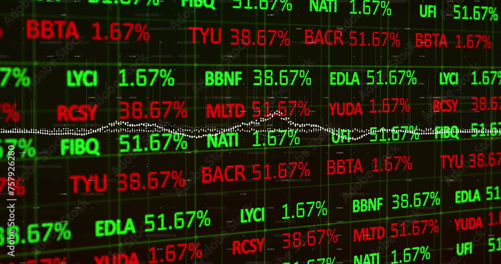 Fototapeta premium Image of digital screen with financial data and graphs