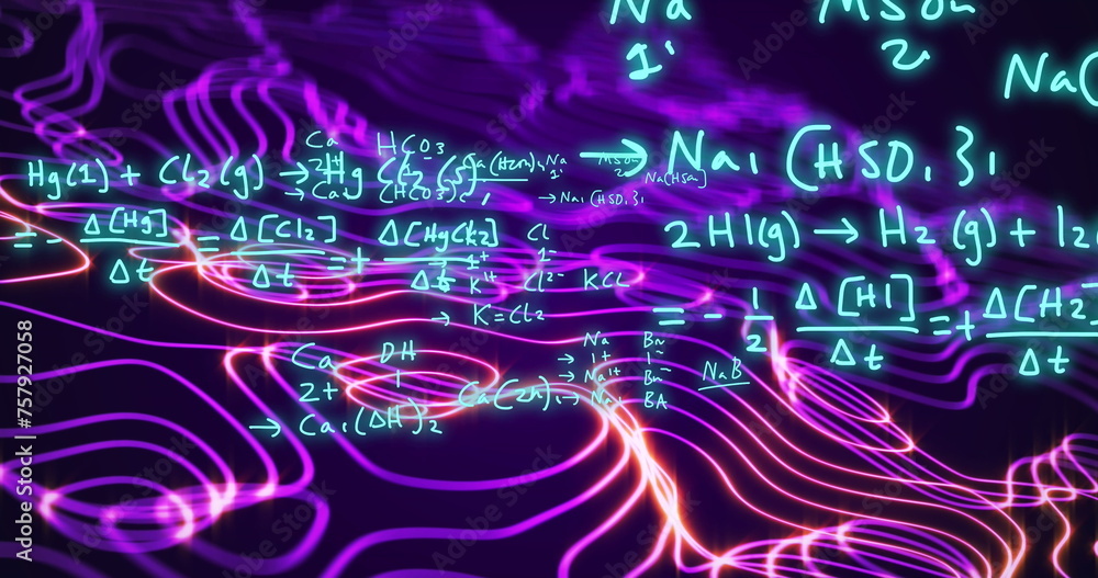 Image of mathematical data processing and network of connections