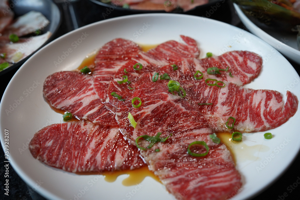 raw material of yakiniku restaurant that prepare for grill is very delicious raw material of yakiniku restaurant that prepare for grill is very delicious
