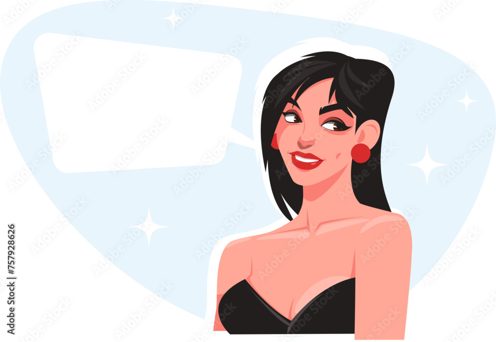 beautiful girl with black hair and a speech bubble beautiful girl with black hair and a speech bubble