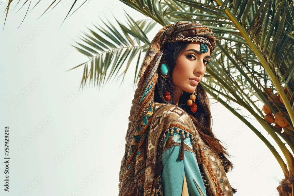 Arabian Beauty: Traditional Elegance in Turquoise and Brown