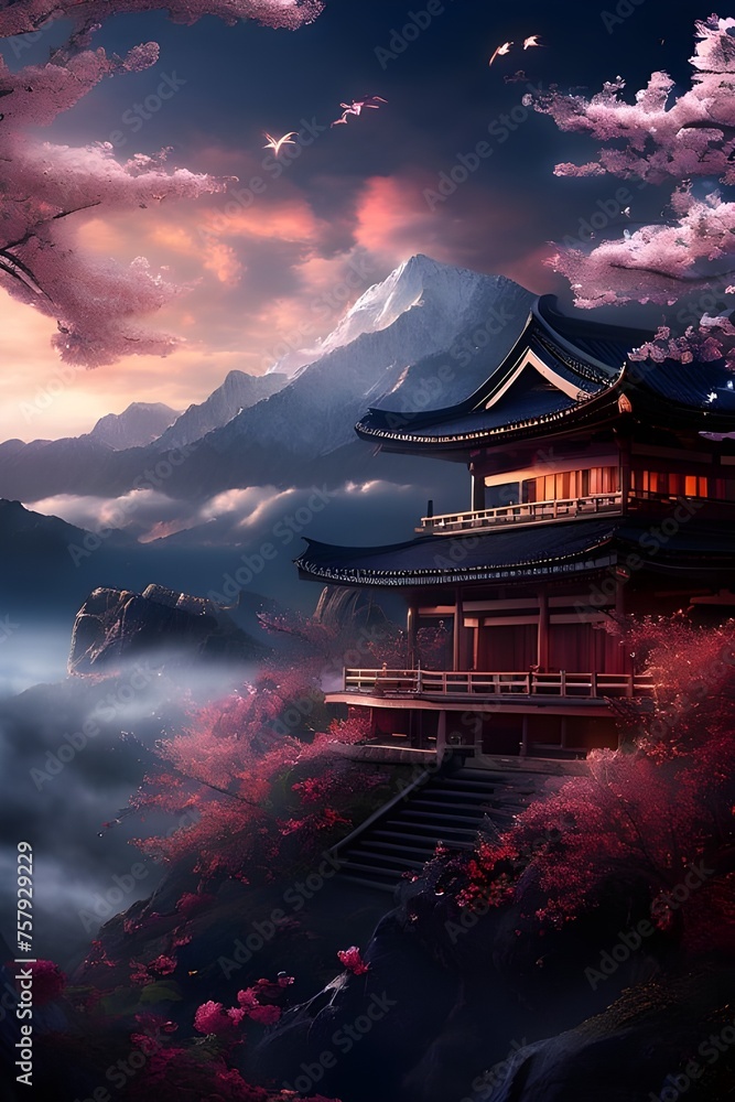 japanese temple at night japanese temple at night