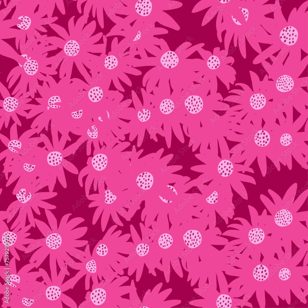 Pink summer flowering perennials flowers as a repeat ditsy pattern Pink summer flowering perennials flowers as a repeat ditsy pattern