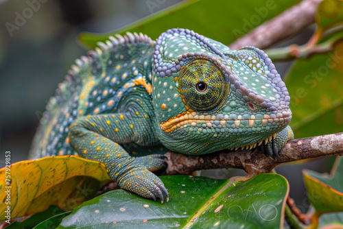 Elegant Chameleon Camouflaged - Close-up