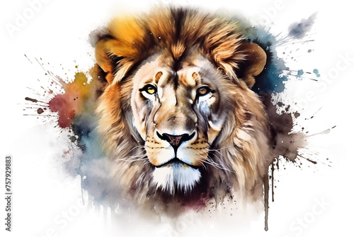 white lion portrait paint Majestic watercolor