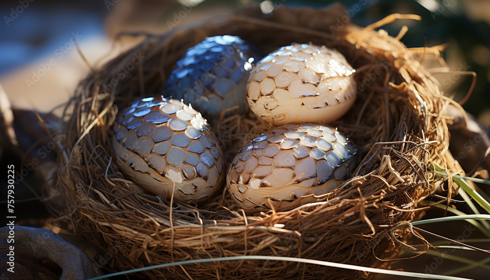 Obraz premium Saltwater crocodile eggs hatching created with Generative Ai