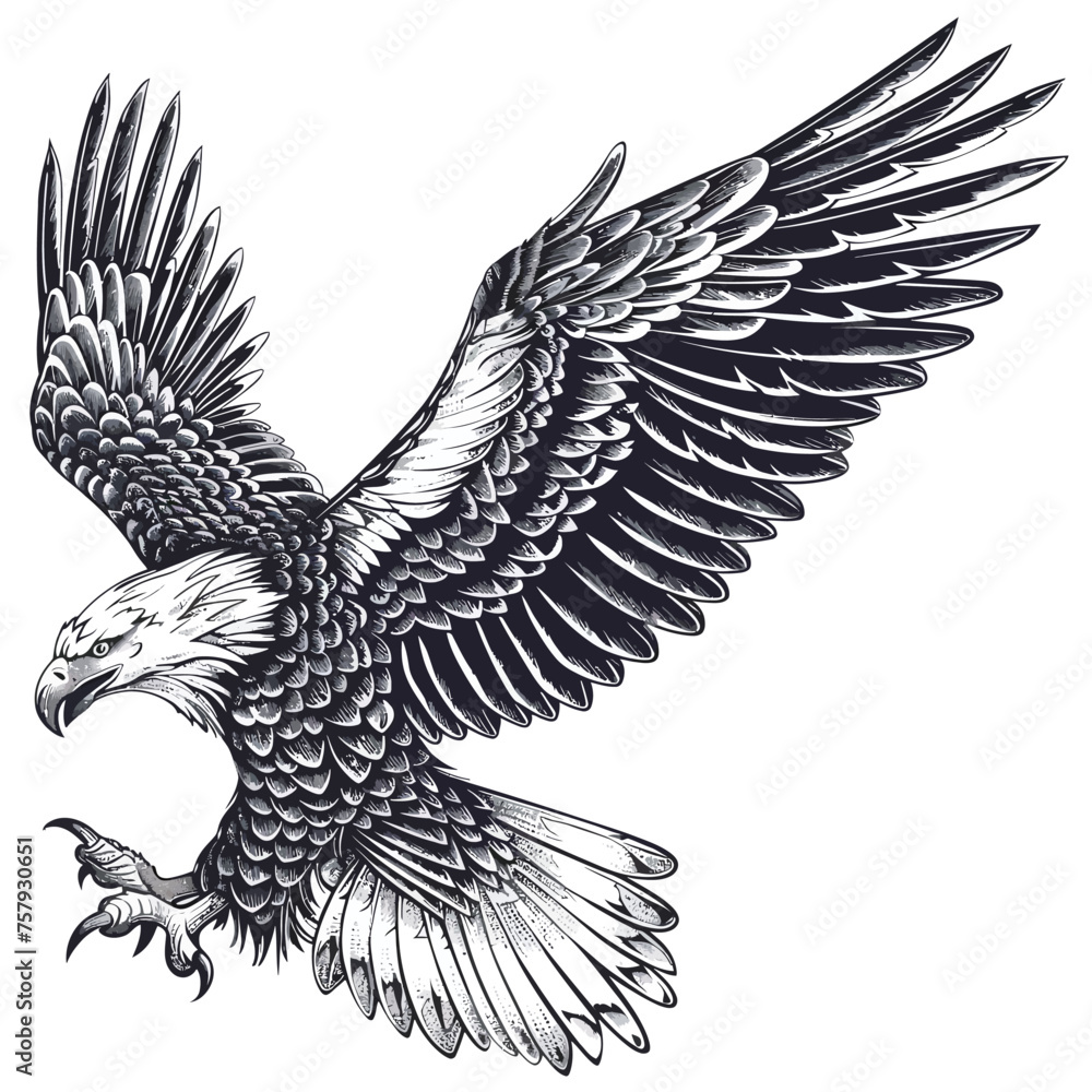 Fototapeta premium a drawing of a hawk with a blue and white background