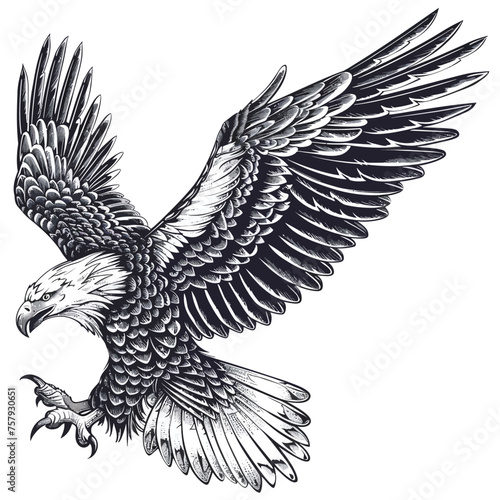 a drawing of a hawk with a blue and white background