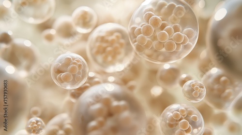 Adipocytes, lipocytes and fat cells, are the cells that primarily compose adipose tissue, close-up view of cells