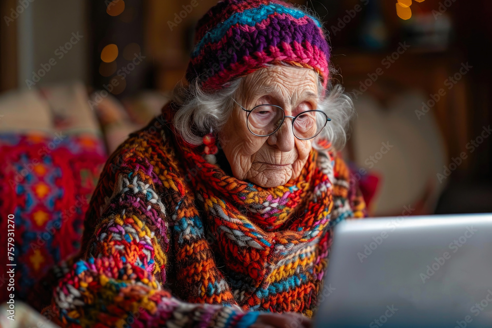 Elderly Woman Embracing Technology
