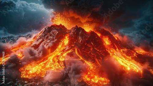 Hell unlocked: A captivating picture of an active volcano. Generative Ai