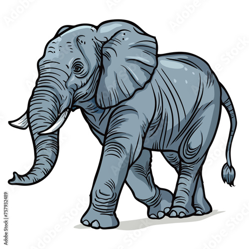 a drawing of an elephant with a swirl on it