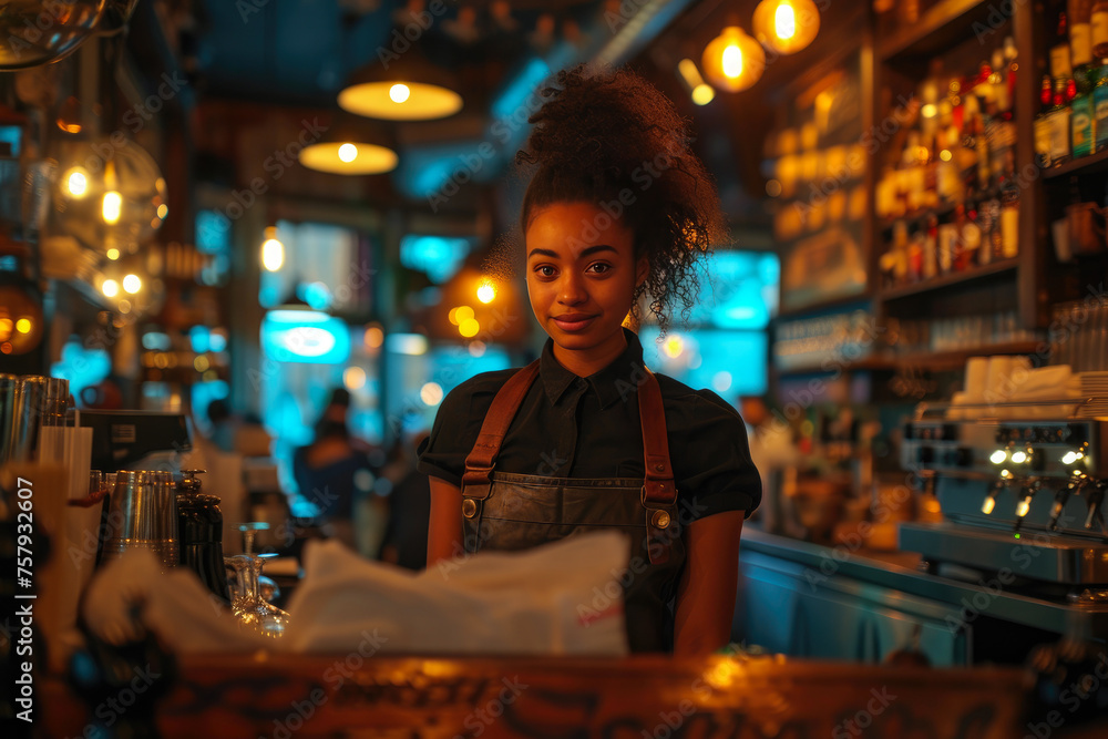 Elegant Female Entrepreneur Running a Fine Dining Establishment Elegant Female Entrepreneur Running a Fine Dining Establishment
