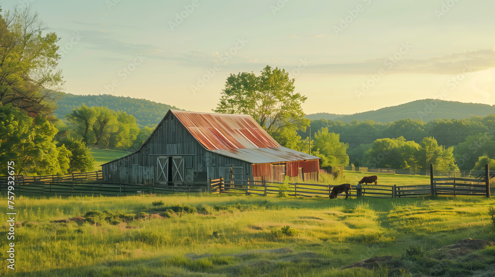 Rural Farm Life: Scenes from a rustic farm, including farmers working in fields, animals grazing, and barns against a backdrop of rolling hills