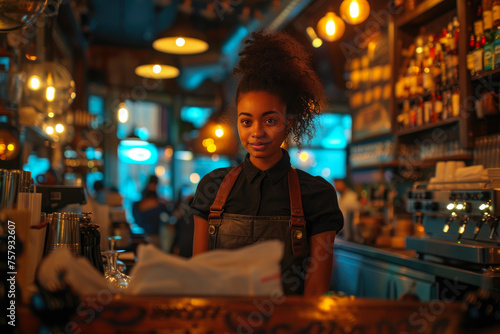 Elegant Female Entrepreneur Running a Fine Dining Establishment