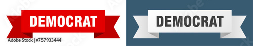 democrat ribbon. democrat isolated paper sign. banner