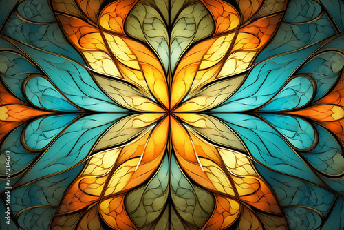 Abstract stained glass texture background , the colored elements arranged in rainbow spectrum.