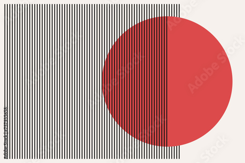 Mid century modern minimalist art print with organic bauhaus geometric shape.