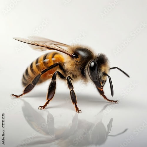 close up of a bee with white background  © big bro