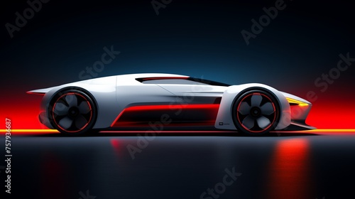 A conceptual sports car with a lightweight aerodynamic frame and electric propulsion