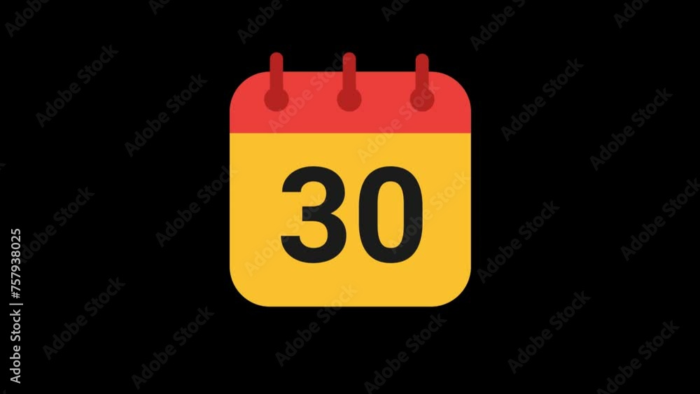 30 date calendar icon Animation with transparent background 30 date calendar icon Animation with transparent background