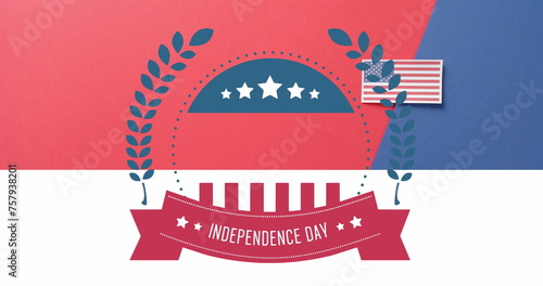 Image of 4th of july independence day text over flag of united states of america
