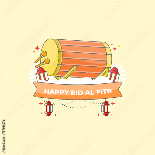 Eid al-Fitr vector with drum concept. eid vector. vector illustration. Can be used for Eid, religious and business events