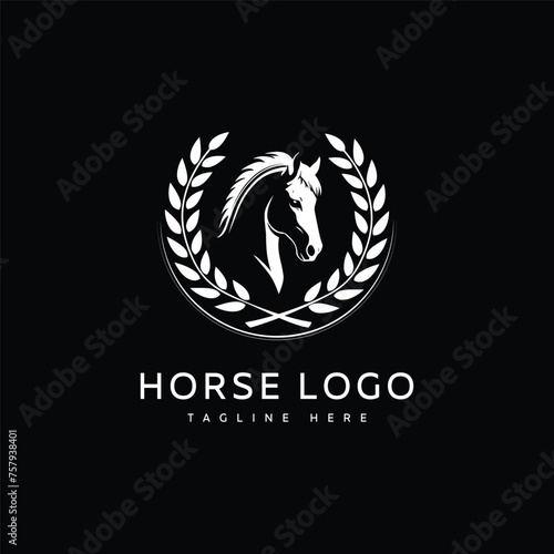 Vector logo horse with black background