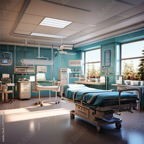 The patient's room in the hospital with all its equipment