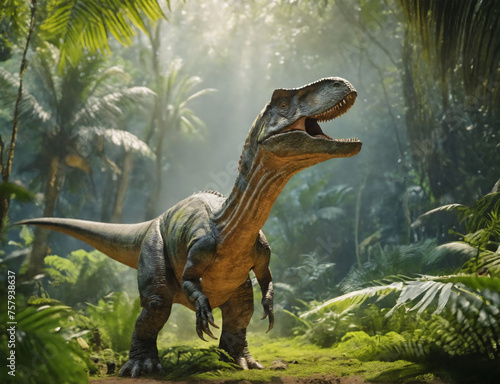 Prehistoric dinosaur in vibrant jungle environment © Marius Faust