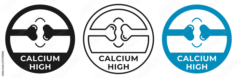 High calcium icon. Contains calcium sign, logo, badge, symbol, stamp or logo. Mineral and vitamin nutrition for fitness logotype, sticker, emblem, mark or seal isolated. High calcium icon. Contains calcium sign, logo, badge, symbol, stamp or logo. Mineral and vitamin nutrition for fitness logotype, sticker, emblem, mark or seal isolated.