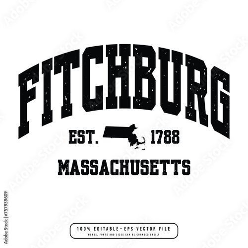 Fitchburg text effect vector. Editable college t-shirt design printable text effect vector	 photo