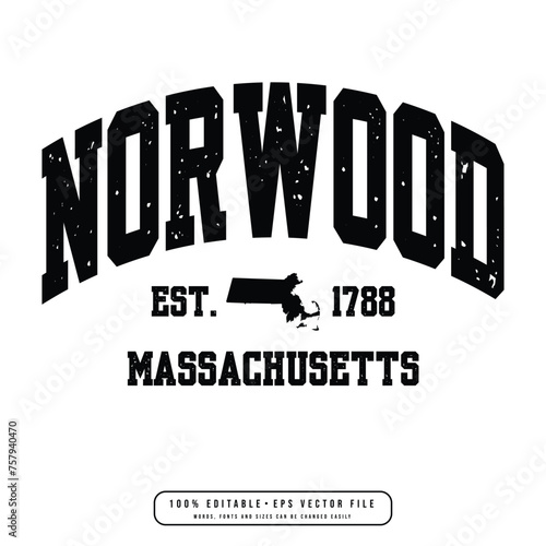 Norwood text effect vector. Editable college t-shirt design printable text effect vector	 photo