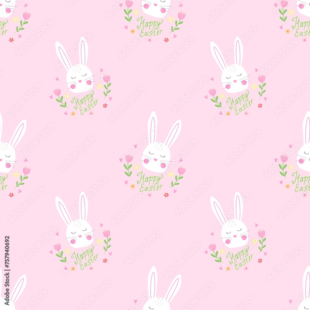 Seamless pattern bunny Easter happy postcard Seamless pattern bunny Easter happy postcard
