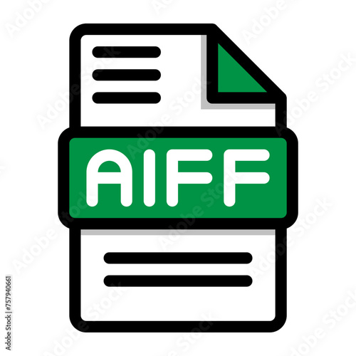 Aiff file icon. flat audio file, icons format symbols. Vector illustration. can be used for website interfaces, mobile applications and software