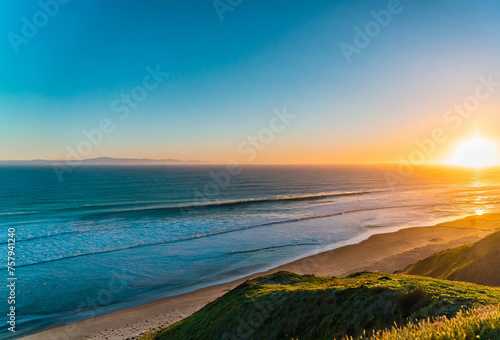 Sunset at the beach on the Pacific Ocean in California, USA