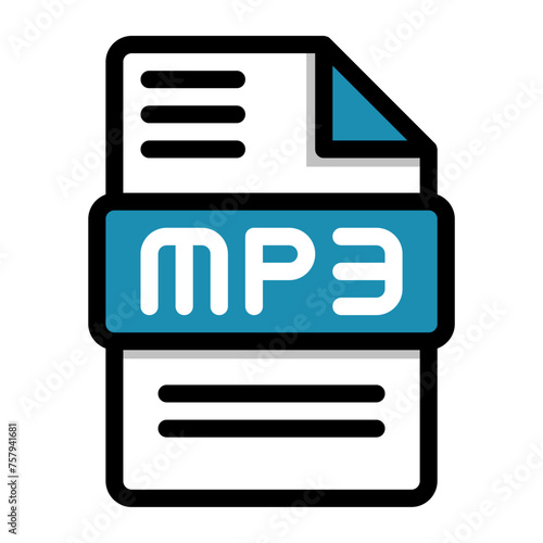 Mp3 file icon. flat audio file, icons format symbols. Vector illustration. can be used for website interfaces, mobile applications and software