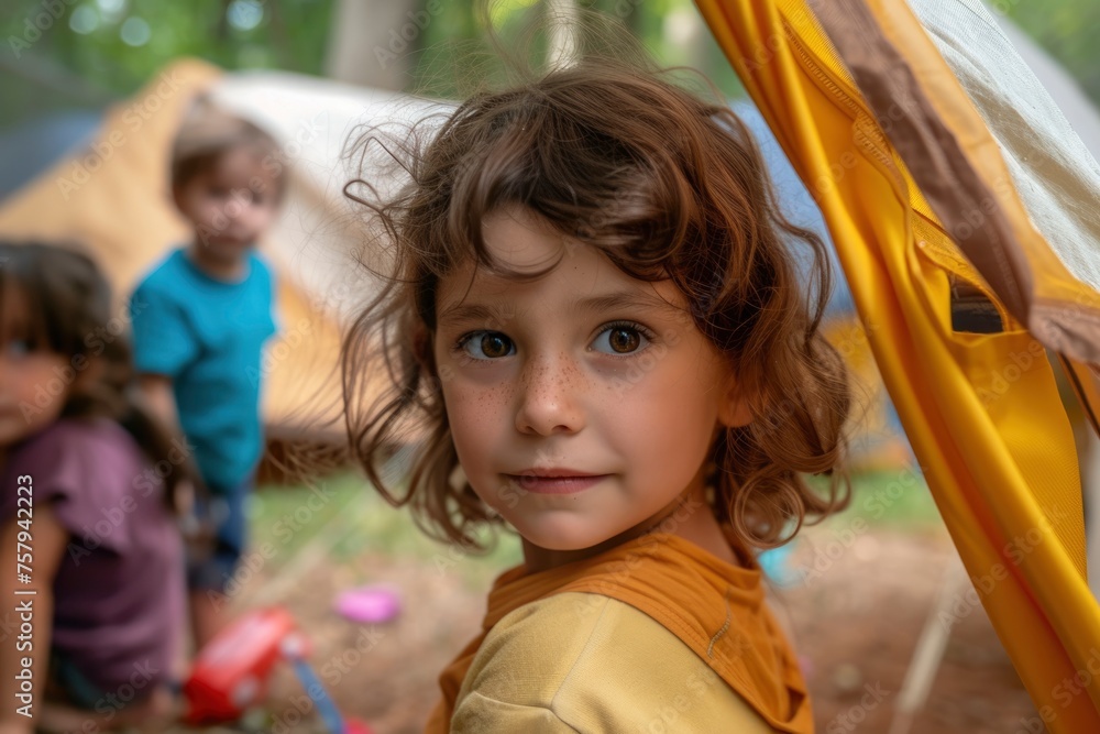 children at a summer camp in nature. generative ai children at a summer camp in nature. generative ai