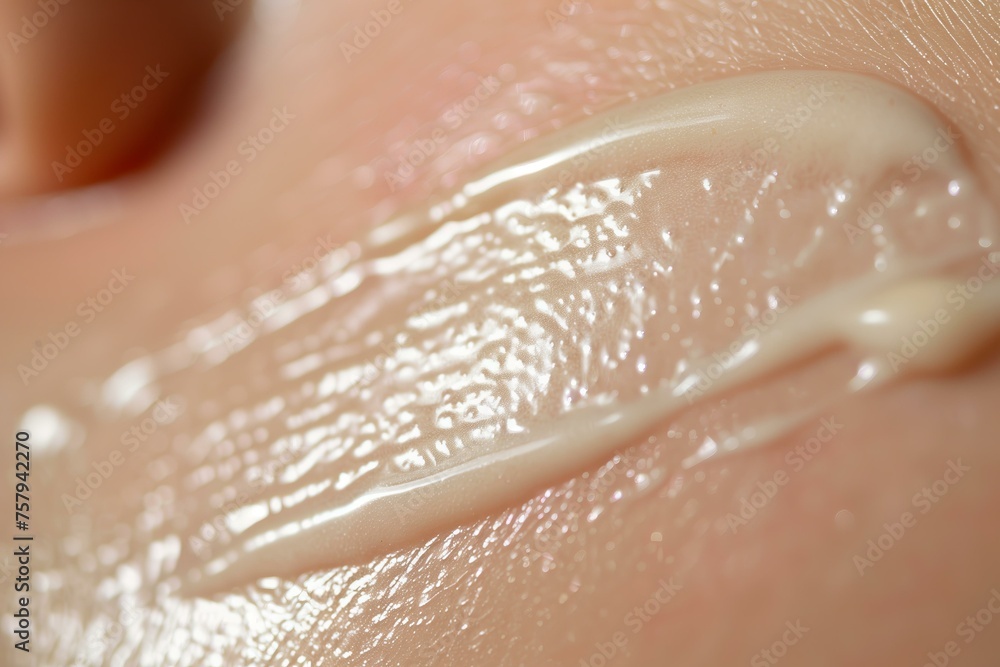 Fototapeta premium close up face serum swatch on a face