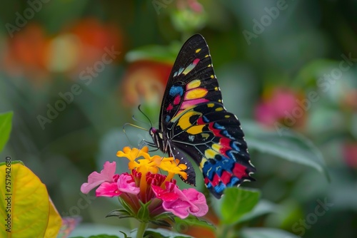 Colorful Butterfly Resting on Flower