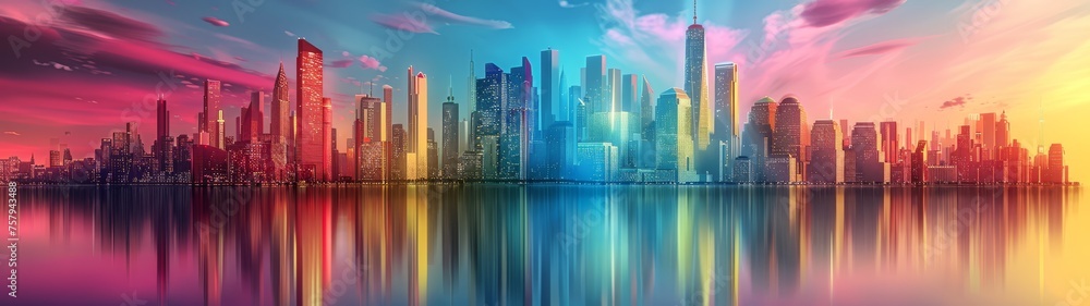 A futuristic cityscape where buildings melt into the horizon