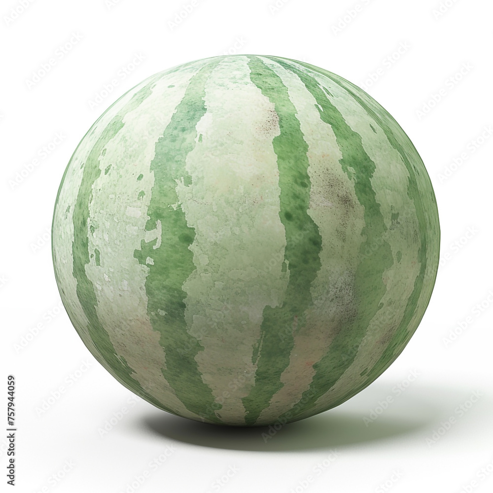 A whole melon, showcasing its textured green rind and contrasting stripes, сreated with Generative Ai A whole melon, showcasing its textured green rind and contrasting stripes, сreated with Generative Ai
