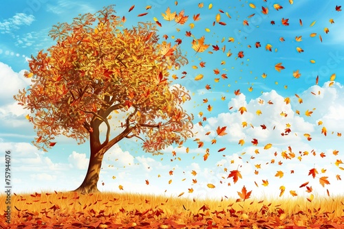 Tree With Falling Leaves © Jorge Ferreiro