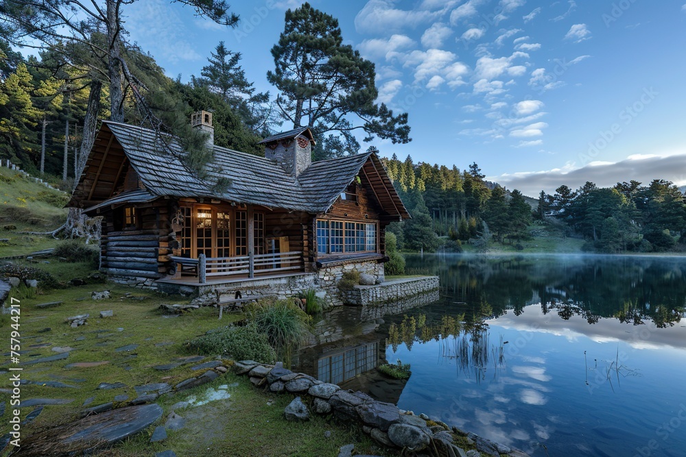 Tree House Floating in Lake