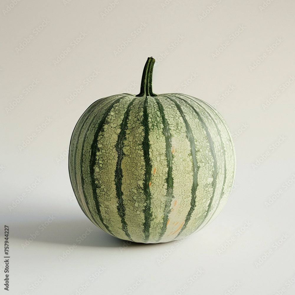A whole melon, showcasing its textured green rind and contrasting stripes, сreated with Generative Ai A whole melon, showcasing its textured green rind and contrasting stripes, сreated with Generative Ai