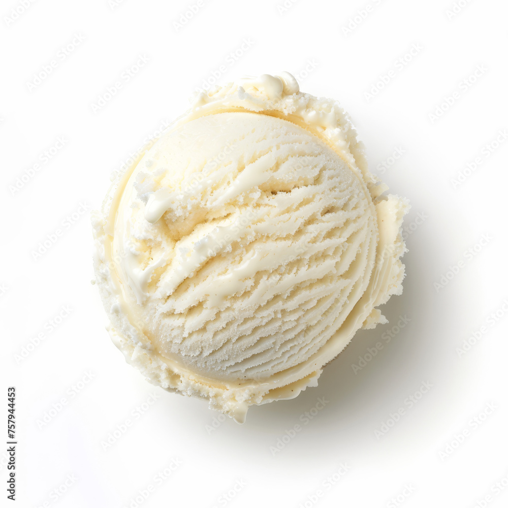 A scoop of vanilla ice cream, simple and sweet delight on a white background. A scoop of vanilla ice cream, simple and sweet delight on a white background.