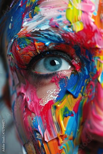 Multicolored Portrait of a Woman Face