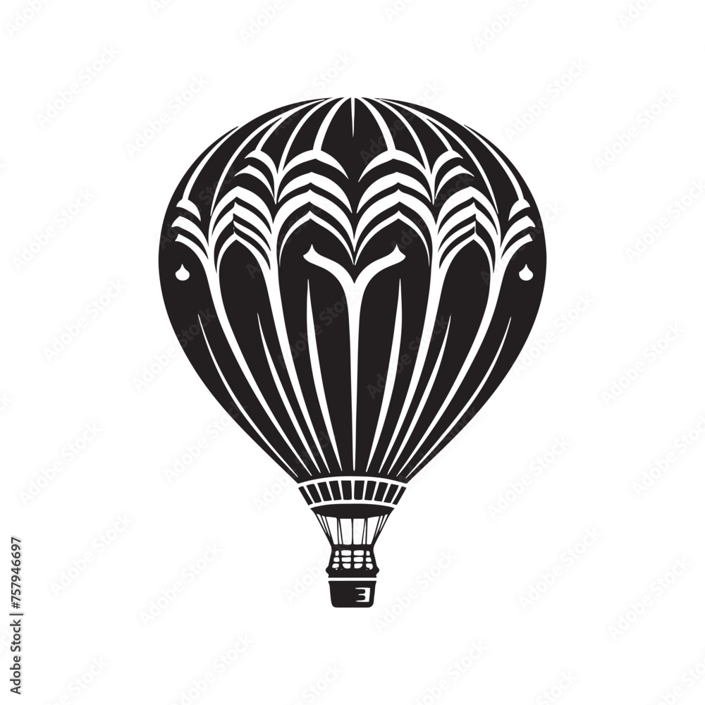 Obraz premium Hot Air Balloon Vector Silhouette: A Whimsical Silhouette Capturing the Freedom of Hot Air Balloons in Vector Form. Hot Air Balloon Black Illustration.