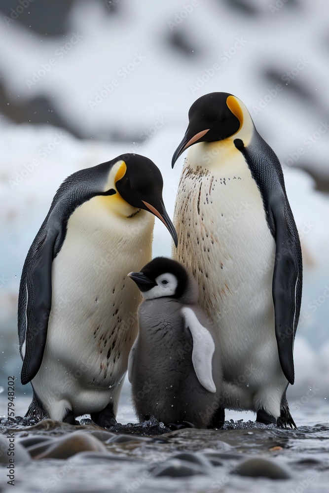 Obraz premium Group of Penguins Standing Together